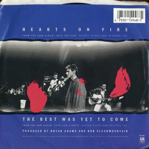 Bryan Adams : Hearts On Fire (7", Promo)