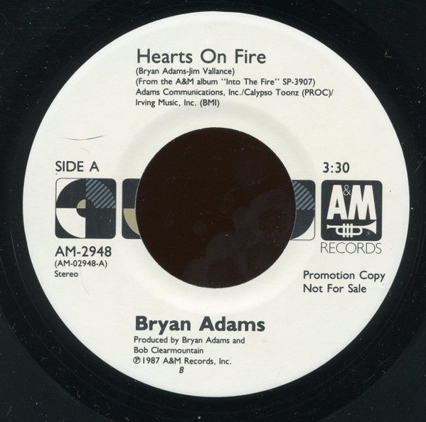 Bryan Adams : Hearts On Fire (7", Promo)