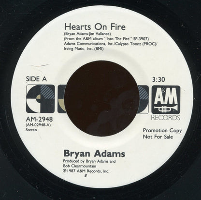 Bryan Adams : Hearts On Fire (7", Promo)