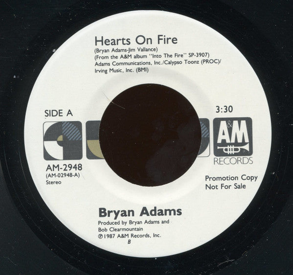 Bryan Adams : Hearts On Fire (7", Promo)
