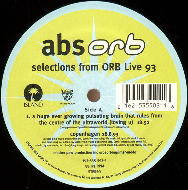 The Orb : AbsOrb - Selections From Orb Live 93 (12")