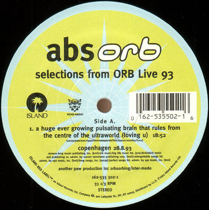 The Orb : AbsOrb - Selections From Orb Live 93 (12")
