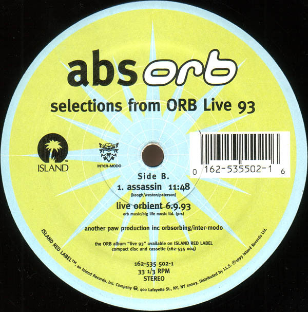 The Orb : AbsOrb - Selections From Orb Live 93 (12")