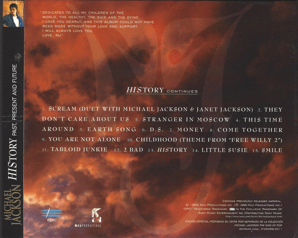 Michael Jackson : HIStory - Past, Present And Future - Book I (Special Edition) (CD, Album, RE, S/Edition)