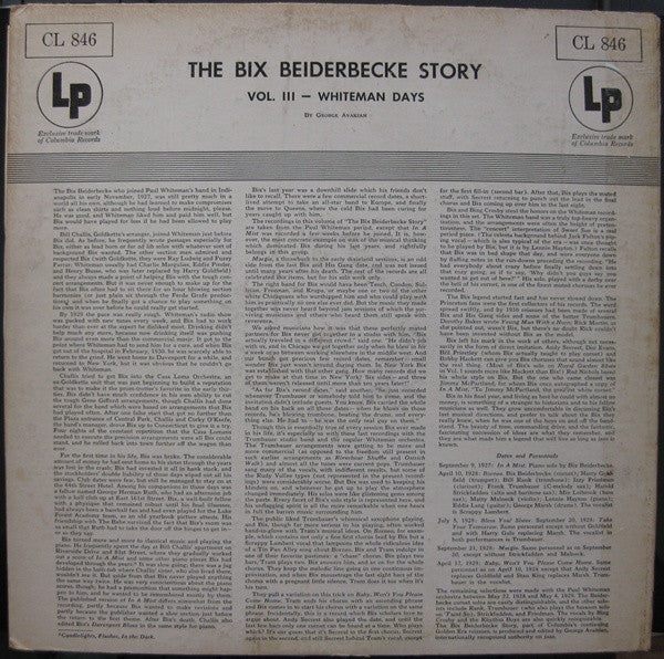 Bix Beiderbecke : The Bix Beiderbecke Story / Volume 3 - Whiteman Days (LP, Comp, RE)