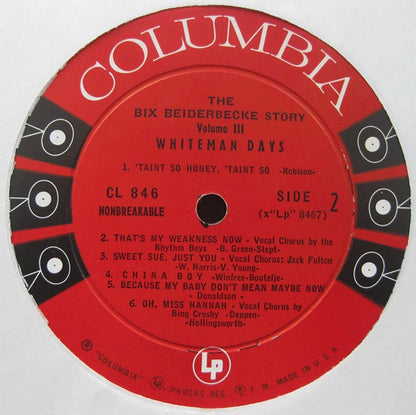 Bix Beiderbecke : The Bix Beiderbecke Story / Volume 3 - Whiteman Days (LP, Comp, RE)