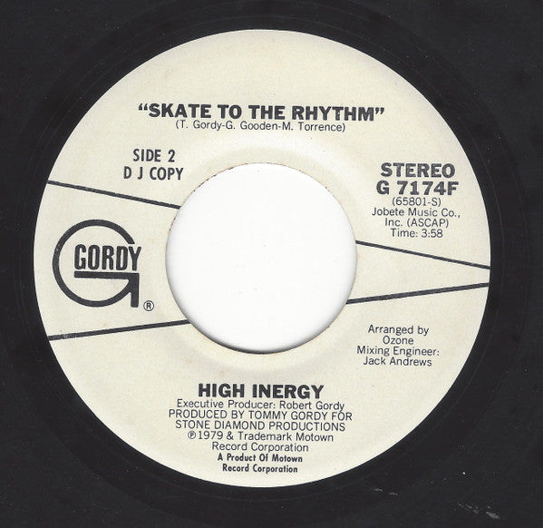 High Inergy : Skate To The Rhythm (7", Single, Promo)
