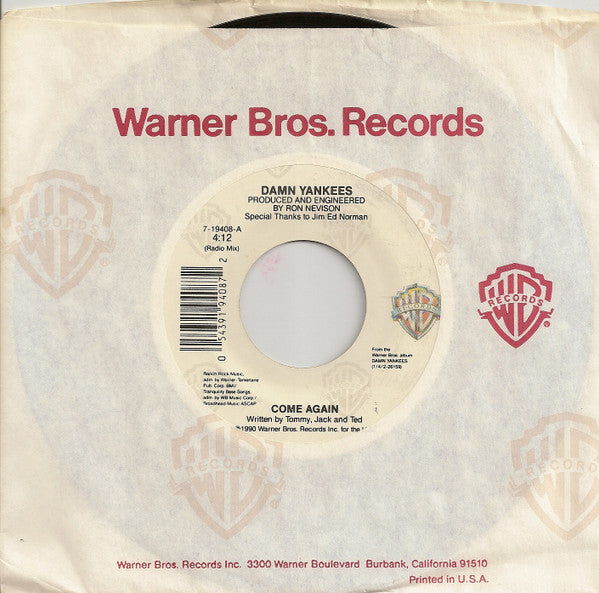 Damn Yankees : Come Again (Radio Mix) (7", Single)