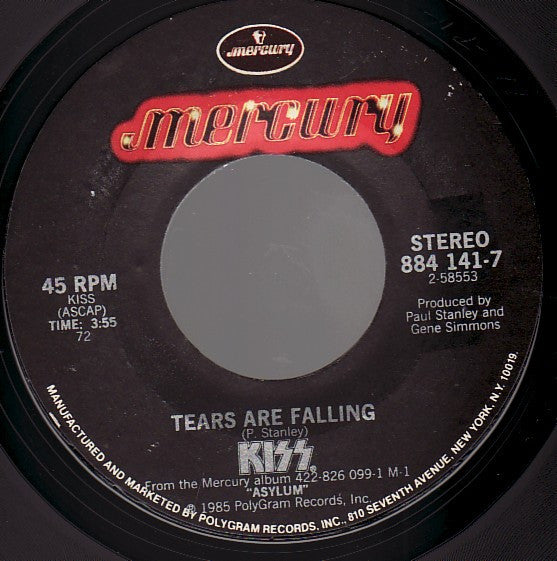Kiss : Tears Are Falling (7", Single, Styrene, 72 )
