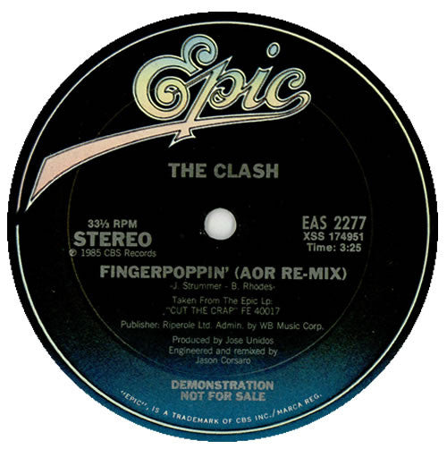 The Clash : Fingerpoppin' (AOR Re-Mix) (12", Single, Promo)