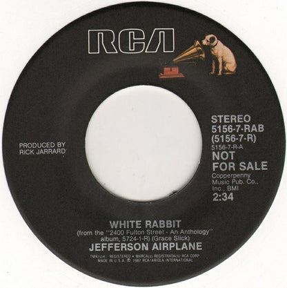Jefferson Airplane : White Rabbit / Plastic Fantastic Lover (7", Single, Promo, RE, Whi)