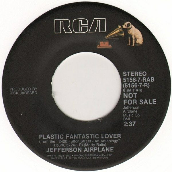 Jefferson Airplane : White Rabbit / Plastic Fantastic Lover (7", Single, Promo, RE, Whi)