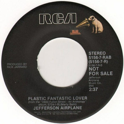 Jefferson Airplane : White Rabbit / Plastic Fantastic Lover (7", Single, Promo, RE, Whi)
