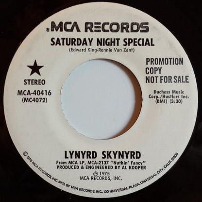 Lynyrd Skynyrd : Saturday Night Special (7", Single, Promo)