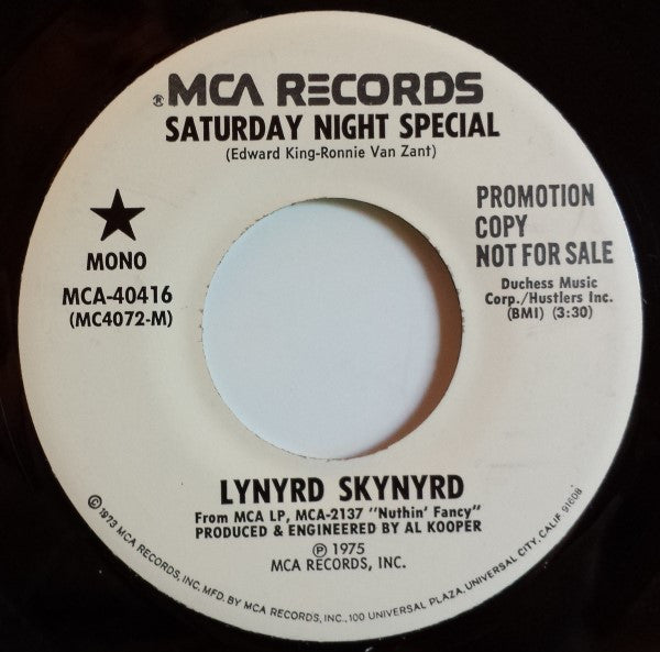 Lynyrd Skynyrd : Saturday Night Special (7", Single, Promo)