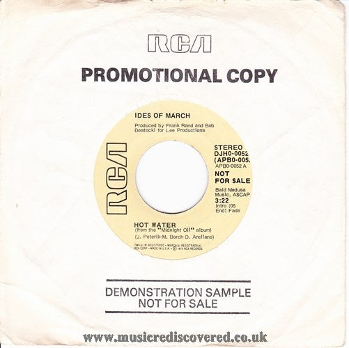 The Ides Of March : Hot Water (7", Single, Mono, Promo)