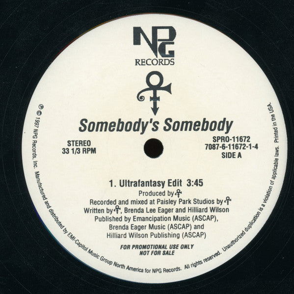 The Artist (Formerly Known As Prince) : Somebody's Somebody (Remix) (12", Single, Promo)