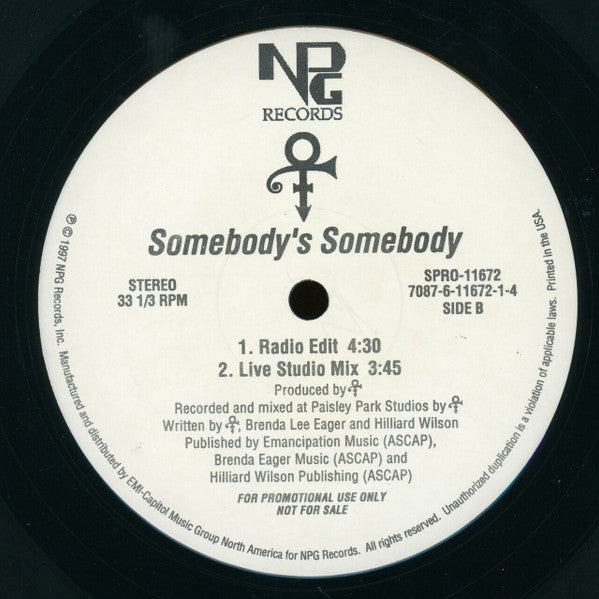 The Artist (Formerly Known As Prince) : Somebody's Somebody (Remix) (12", Single, Promo)