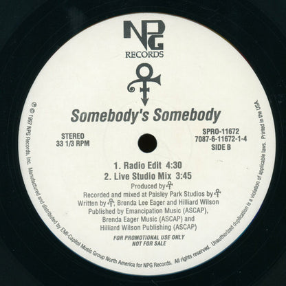 The Artist (Formerly Known As Prince) : Somebody's Somebody (Remix) (12", Single, Promo)