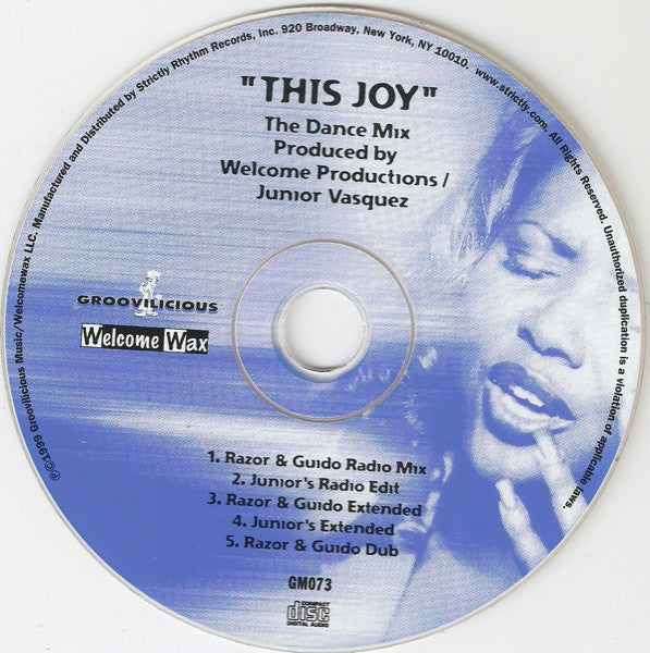 Junior Vasquez And Razor N' Guido Present Vernessa Mitchell : This Joy (CD, Maxi)