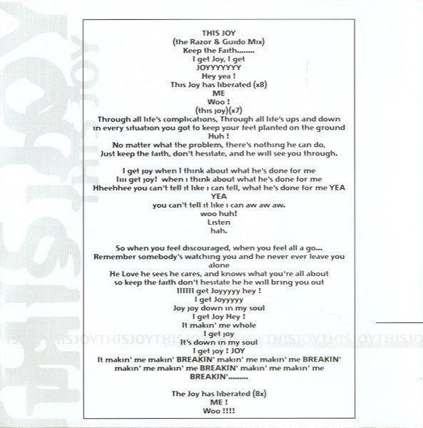 Junior Vasquez And Razor N' Guido Present Vernessa Mitchell : This Joy (CD, Maxi)