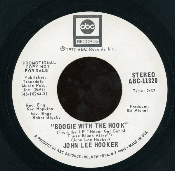 John Lee Hooker : Boogie With The Hook (7", Mono, Promo)