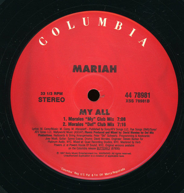 Mariah Carey : My All / Stay Awhile (12")