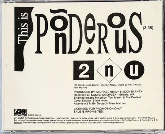 2nu : This Is Ponderous (CD, Single, Promo)
