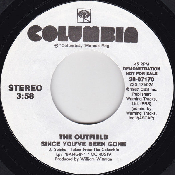 The Outfield : Since You've Been Gone (7", Promo)