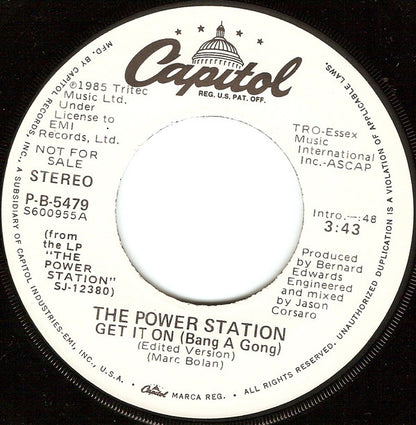 The Power Station : Get It On (7", Single, Promo)