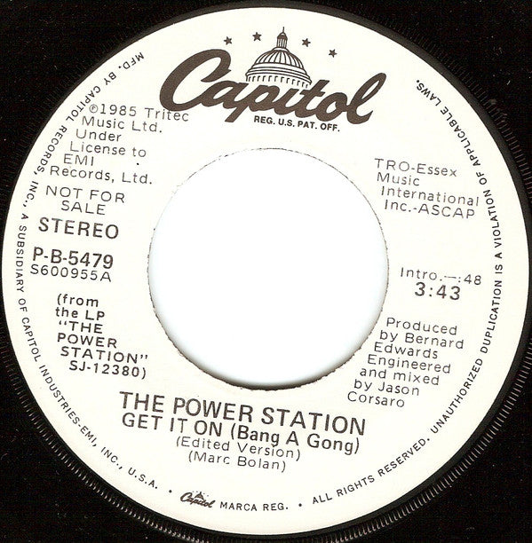 The Power Station : Get It On (7", Single, Promo)