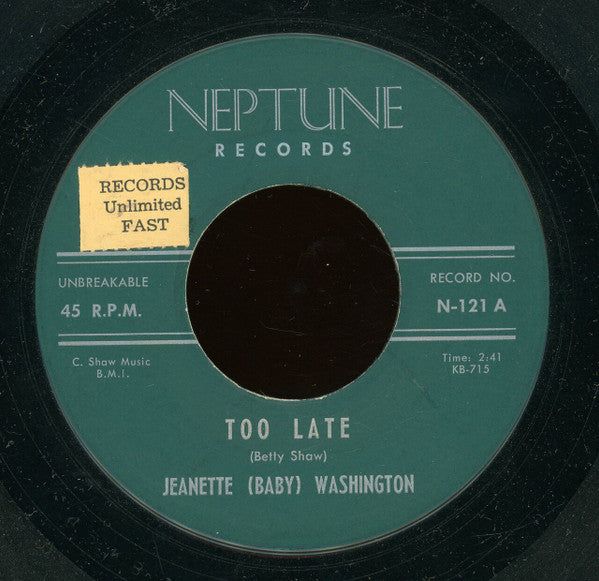 Baby Washington : Too Late / Move On (7", Single)