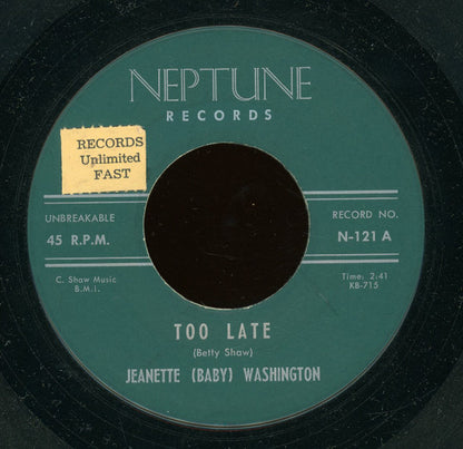 Baby Washington : Too Late / Move On (7", Single)