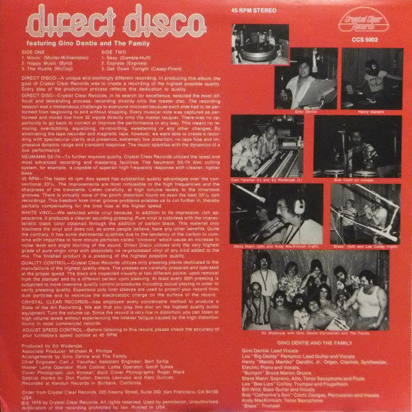 Gino Dentie And The Family : Direct Disco (12", Ltd, Whi)
