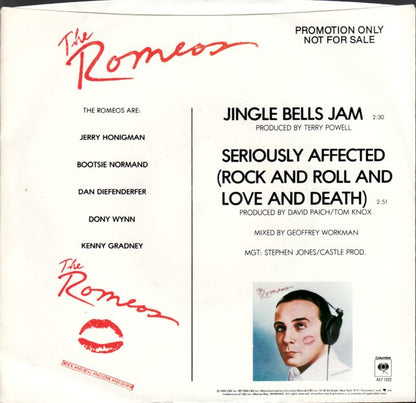 The Romeos : Jingle Bell Jam / Seriously Affected (Rock And Roll And Love And Death) (7", Promo, Styrene)