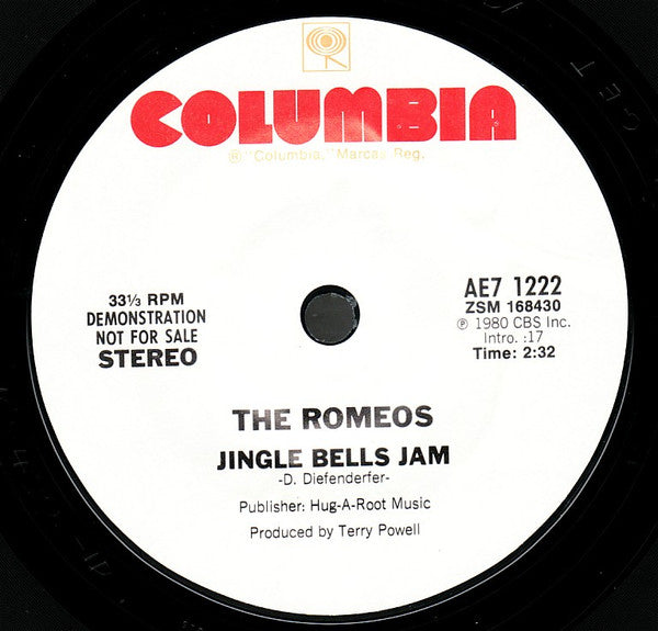 The Romeos : Jingle Bell Jam / Seriously Affected (Rock And Roll And Love And Death) (7", Promo, Styrene)