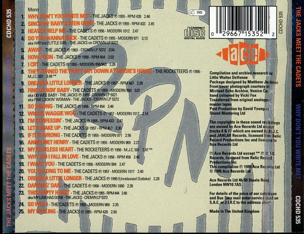 The Jacks : The Jacks Meet The Cadets: Why Don't You Write Me? (CD, Comp)