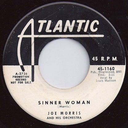 Joe Morris Orchestra : Sinner Woman / Going Going Gone  (7", Promo)