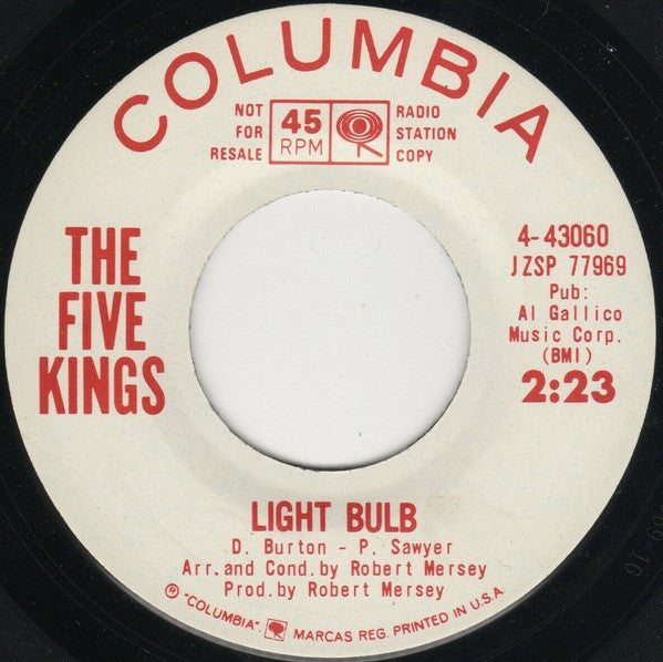 The Five Kings (2) : Light Bulb / Don't Send Me Away (7", Promo)