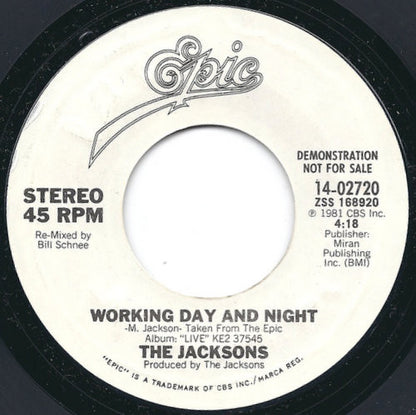 The Jacksons : Working Day And Night (7", Promo, Styrene, Ter)