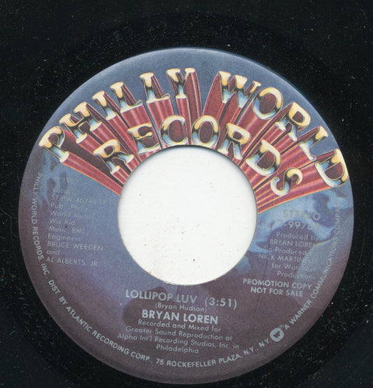 Bryan Loren : Lollipop Luv (7", Promo)