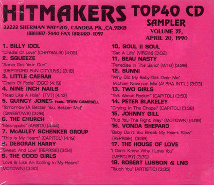 Various : Hitmakers Top 40 CD Sampler Volume 35 April 20, 1990 (CD, Promo, Smplr)