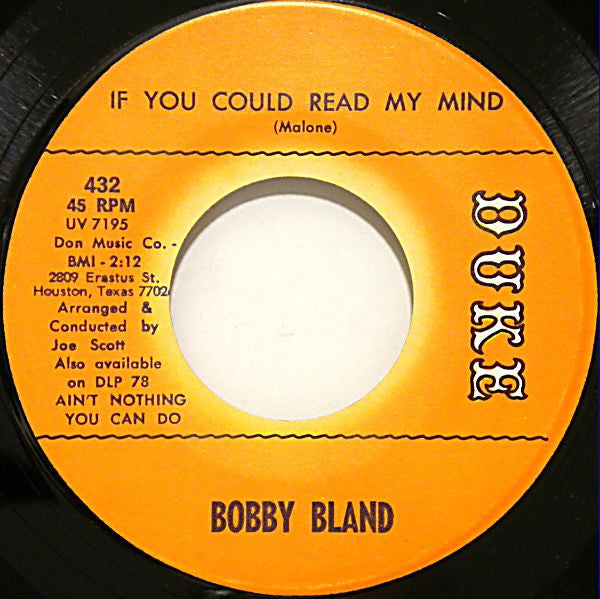 Bobby Bland : Driftin' Blues /  If You Could Read My Mind  (7", Single)