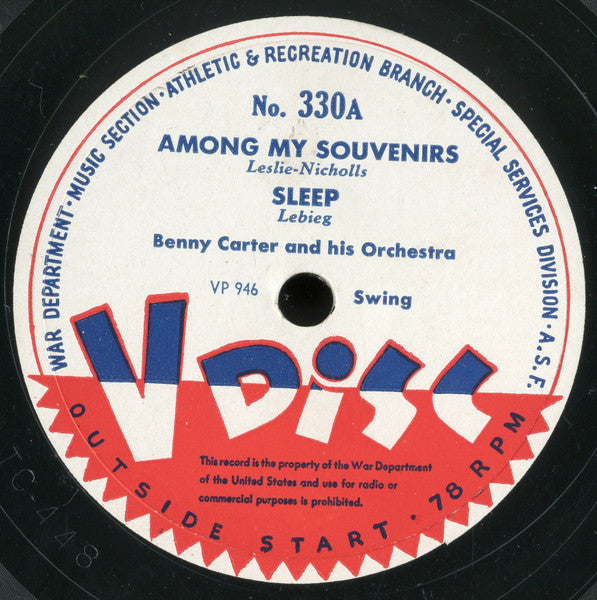 Benny Carter And His Orchestra / Artie Shaw And His Orchestra : Among My Souvenirs / Sleep / I Cover The Waterfront (12")