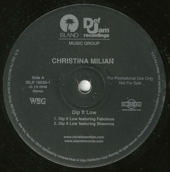 Christina Milian : Dip It Low (12", Single, Promo)