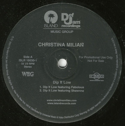 Christina Milian : Dip It Low (12", Single, Promo)