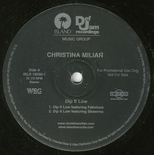 Christina Milian : Dip It Low (12", Single, Promo)