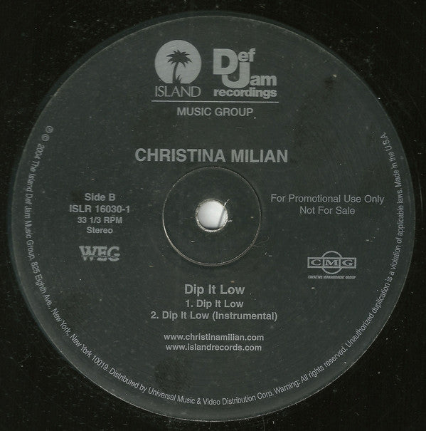 Christina Milian : Dip It Low (12", Single, Promo)