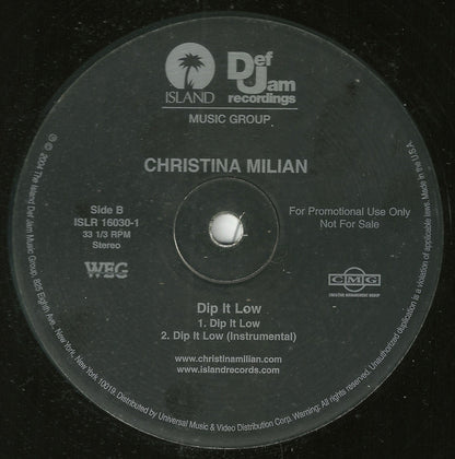 Christina Milian : Dip It Low (12", Single, Promo)