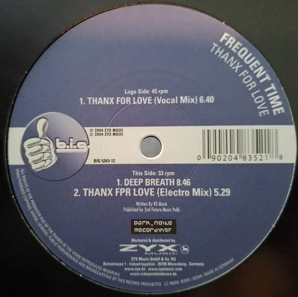 Frequent Time : Thanx For Love  (12")